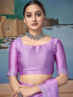 Lavender Satin Chiffon Saree